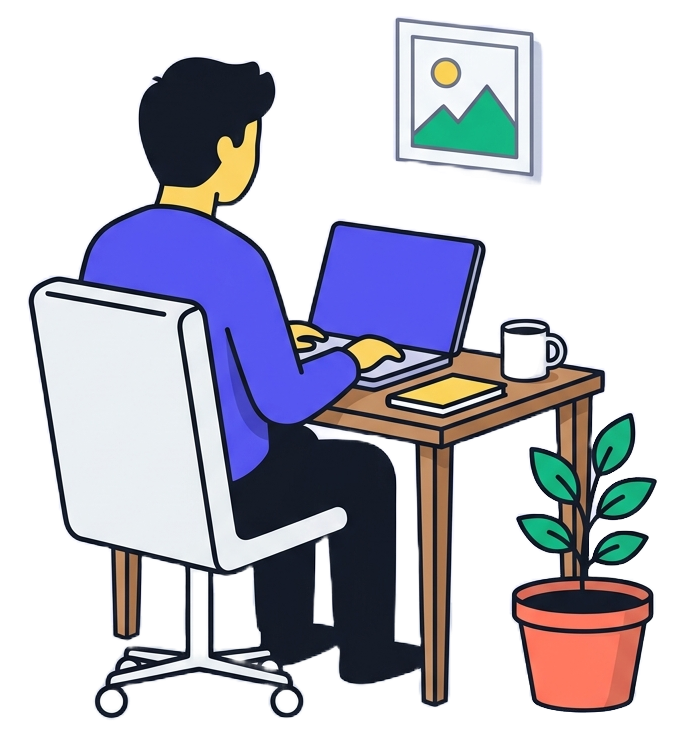 Person working on a laptop at a desk