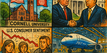 US digest: Cornell restores federal research funds, consumer sentiment falls, Boeing expands 787 plant