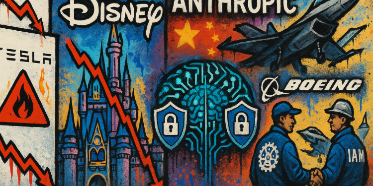 US digest: Tesla plunge, Disney earnings and Anthropic cyberattack