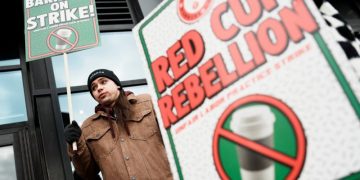 More than 1,000 Starbucks workers strike at 65 stores on Red Cup Day